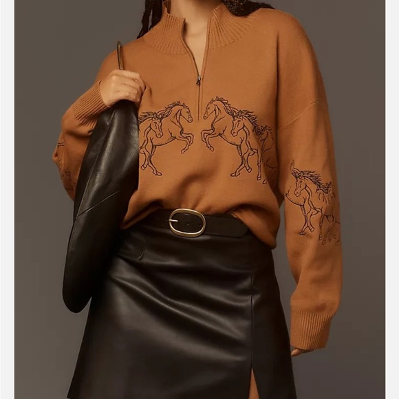 The Montana Mock Neck Half Zip Sweater by Maeve exclusively for Anthropologie - Picture 2 of 10